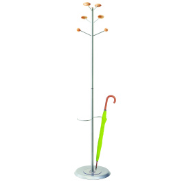 Portemanteau ALOÈS porte-parapluie époxy 6 patères bois - D36xH170 cm - Naturel