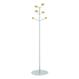 Portemanteau enfant ALOÈS époxy 6 patères bois - D34xH140 cm - Naturel