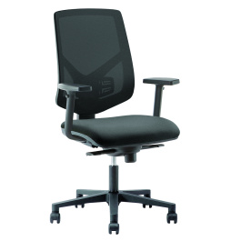 Siège UNIT AIR avec accoudoir dossier résille assise tissu TEDDY - H44,2 à 57,6 cm