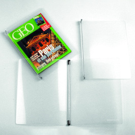 Protège-revues polypropylène transparent avec tiges métalliques l.24,5 x h.32,5 cm