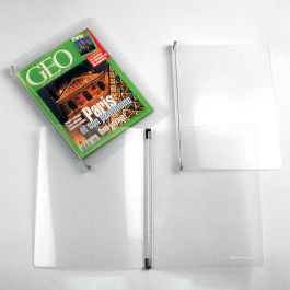 Protège-revues polypropylène transparent avec tiges métalliques l.24,5 x h.32,5 cm