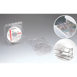 Lot de 10 étuis suspendus pour CD plastique transparent l.15 xpr.0,5 x h.16,5 cm
