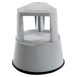 Marche-pied sur roulettes coloris gris clair - D41xH38 cm