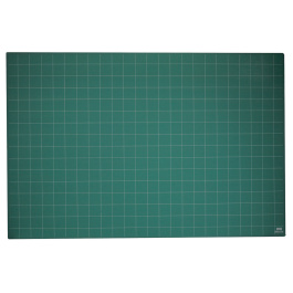 Tapis de coupe triple couche PVC coloris vert quadrillage blanc  l.90 x h.60 cm