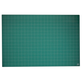 Tapis de coupe triple couche PVC coloris vert quadrillage blanc  l.90 x h.60 cm