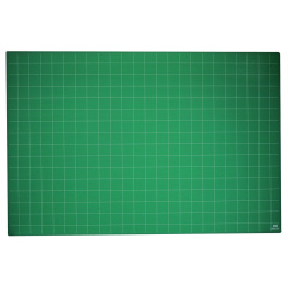 Tapis de coupe triple couche PVC coloris vert quadrillage blanc  l.90 x h.60 cm