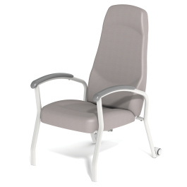 Fauteuil KOSI avec dossier monobloc assise amovible et roulettes arrières.
