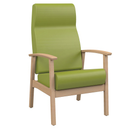 Fauteuil QUIETUDE assise et dossier tissu enduit piètement hêtre massif