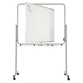 Tableau pivotant 1 face blanc/feutre 1 face vert/craie pièt. époxy - L139xP60xH200 cm - Gris RAL 9006