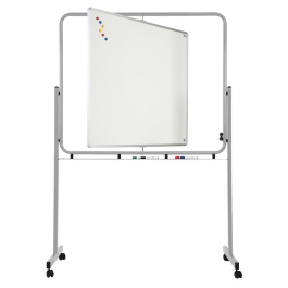 Tableau pivotant blanc pour feutre piètement époxy - L139xP60xH200 cm - Gris alu RAL 9006