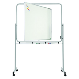 Tableau pivotant 1 face blanc/feutre 1 face vert/craie pièt. époxy - L139xP60xH200 cm - Gris RAL 9006