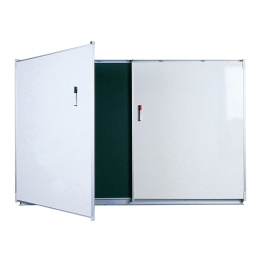 Tableau triptyque 1 face blanc pour feutre 1 face vert pour craie - L200xH120 cm