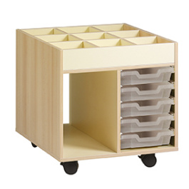 Chariot PICCOLO mobile mélaminé 5 bacs transparent - L73,5xP59,5xH85,8 cm