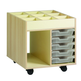 Chariot PICCOLO mobile mélaminé 5 bacs transparent - L73,5xP59,5xH85,8 cm