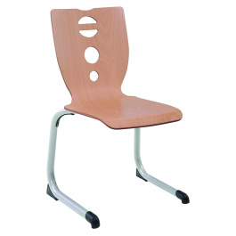 Chaise AST coque FIDGY bois Blueprotech® piètement époxy - T6 - Gris alu RAL 9006