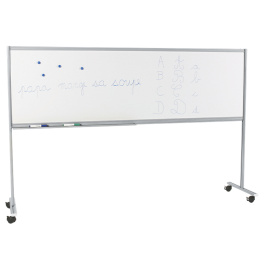 Piste graphique mobile biface en email blanc - 200x 60 cm