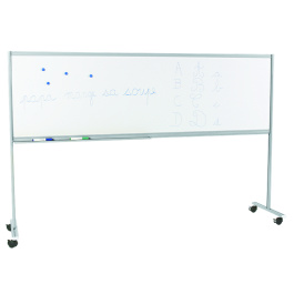 Piste graphique mobile biface en email blanc - 200x 60 cm