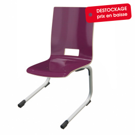 Chaise ALUMIT AST coque Spring stratifié prune piètement aluminium époxy gris RAL 9006 - T6