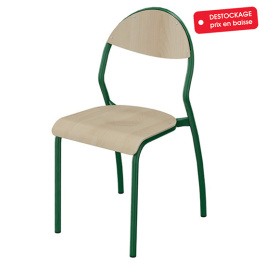 Chaise NUAGE assise et dossier bois Blueprotech® piètement époxy - T6 - Vert RAL 6029