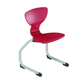 Chaise CORUS AST coque polyuréthane piètement époxy - T3 - Rouge/Gris alu RAL 9006