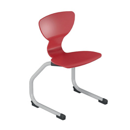 Chaise CORUS AST coque polyuréthane piètement époxy - T3 - Rouge/Gris alu RAL 9006
