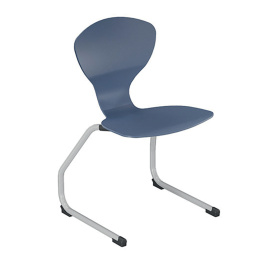 Chaise CORUS AST coque polyuréthane piètement époxy - T6 - Bleu/Gris alu RAL 9006