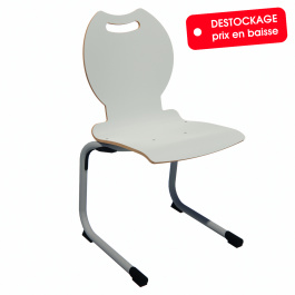 Chaise ALUMIT AST coque Bandana stratifié gris dauphin piètement aluminium époxy gris RAL 9006 - T6