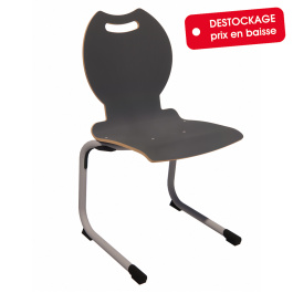 Chaise ALUMIT AST coque Bandana stratifié ardoise piètement aluminium époxy gris RAL 9006 - T6