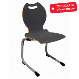 Chaise ALUMIT AST coque Bandana stratifié ardoise piètement aluminium époxy gris RAL 9006 - T6