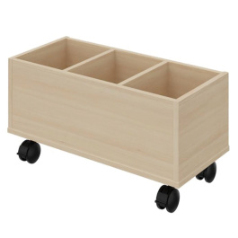 Bac à albums RICOCHET mobile 3 cases mélaminé - L75xP35xH38,8 cm