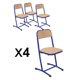 Lot de 4 chaises SAKI assise et dossier bois Blueprotech® piètement époxy - T6 - Stock