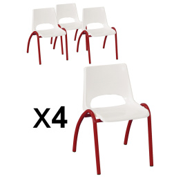 Lot de 4 chaises CIEL coque polypropylène piètement époxy  - Stock