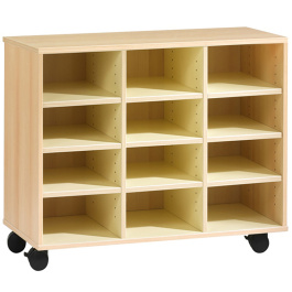 Meuble PICCOLO mobile 12 cases mélaminé - L104,5xP45xH95 cm - Hêtre miel