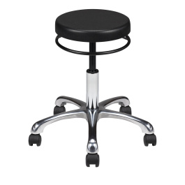 Tabouret TAPU-L mobile assise polyuréthane piètement aluminium - H34,5 à 42 cm