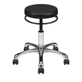 Tabouret TAPU-L mobile assise polyuréthane piètement aluminium - H34,5 à 42 cm