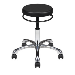 Tabouret TAPU-L mobile assise polyuréthane piètement aluminium - H34,5 à 42 cm