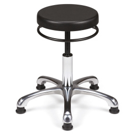 Tabouret TAPU-L assise polyuréthane piètement aluminium - H34,5 à 42 cm
