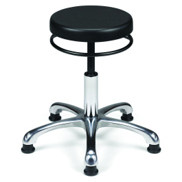 Tabouret TAPU-L assise polyuréthane piètement aluminium - H34,5 à 42 cm