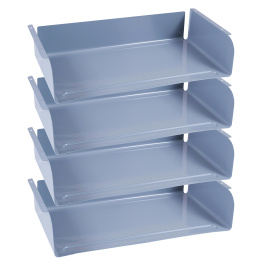 Lot de 4 casiers époxy pour table GANGE/LEM/TAGE - Gris alu RAL 7037