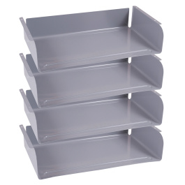 Lot de 4 casiers époxy pour table GANGE/TAGE/LEM - L51xP29xH10,5 cm - Gris alu RAL 7037