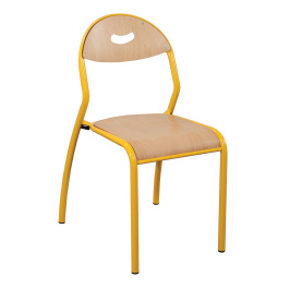 Chaise ROND'O 4 pieds assise et dossier prise de main bois Blueprotech® piètement époxy- T1 à T6 - Stock