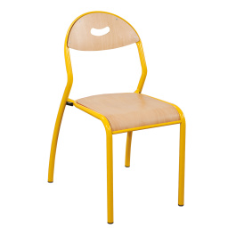 Chaise ROND'O 4 pieds assise et dossier prise de main bois Blueprotech® piètement époxy- T1 à T6 - Stock