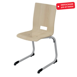 Chaise AST coque SPRING bois Blueprotech® piètement époxy - T6 - Gris alu RAL 9006