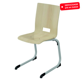 Chaise AST coque SPRING bois Blueprotech® piètement époxy - T6 - Gris alu RAL 9006