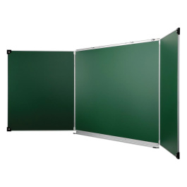 Tableau triptyque 1 face intérieur vert pour craie 1 face extérieur blanc pour feutre - L200xH120 cm
