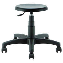 Tabouret MEA mobile assise polyuréthane piètement nylon - H41 à 54 cm - Noir