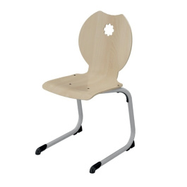 Chaise AST coque FLEUR bois Blueprotech® piètement époxy - T6 - Gris alu RAL 9006