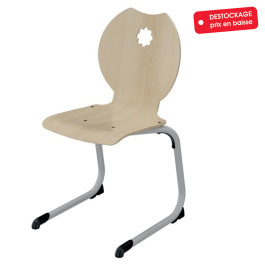 Chaise AST coque FLEUR bois Blueprotech® piètement époxy - T6 - Gris alu RAL 9006