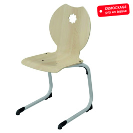 Chaise AST coque FLEUR bois Blueprotech® piètement époxy - T6 - Gris alu RAL 9006