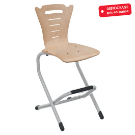 Chaise LÉNA II coque Coraly L320 bois Blueprotech® piètement aluminium - H52 cm - Gris RAL 9006